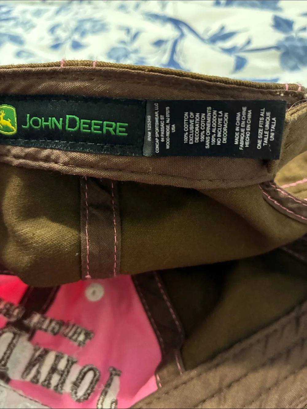 John Deere Pink and Brown Girls Tractor Hat